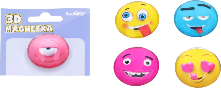 Rundt glasmagnet med ansigt 4 cm – mix af farver og smileys