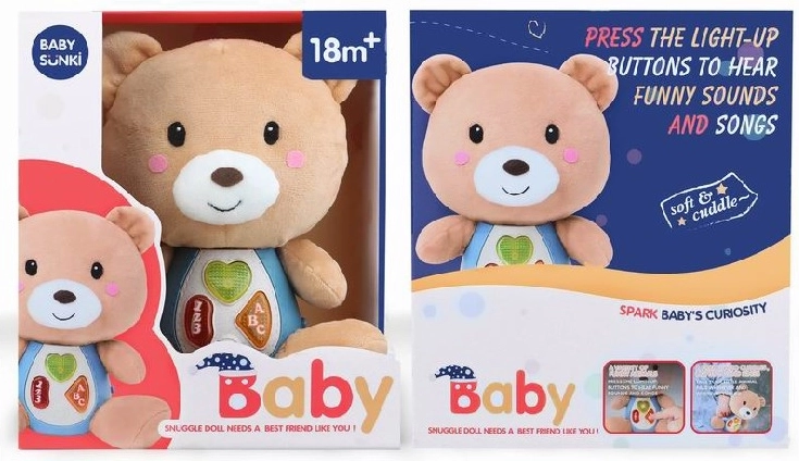Plysset bamse med lys og melodier