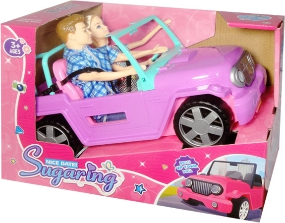 Lyserød cabriolet med to dukker