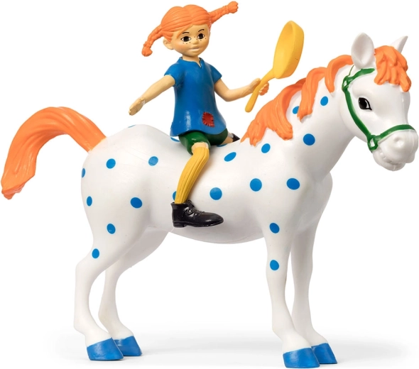 Figursæt: Pippi Langstrømpe med hesten Alfonso og stegepande