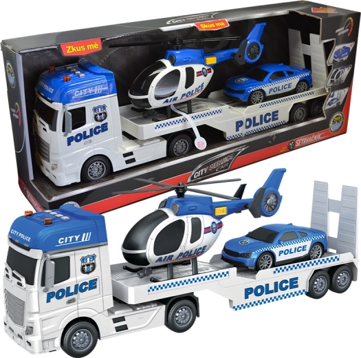 City Service Car polititrækker med helikopter og bil i målestok 1:12