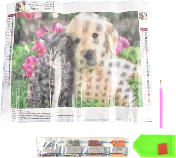 Kreativt sæt til diamantmaling kat/hund 30 × 40 cm