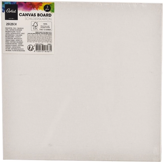 Malerlærred 25 × 25 cm, sæt med 3 stk.