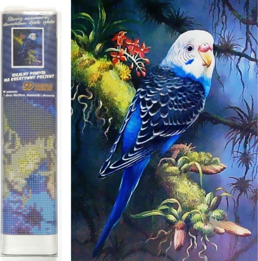 Diamond painting Blå undulat 30 × 40 cm