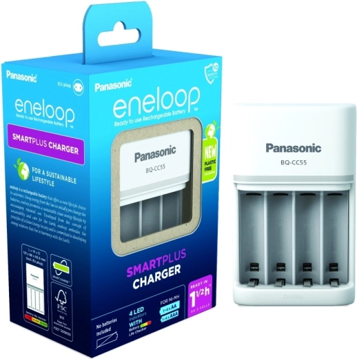 Eneloop Smart og Quick BQCC55 oplader uden genopladelige batterier