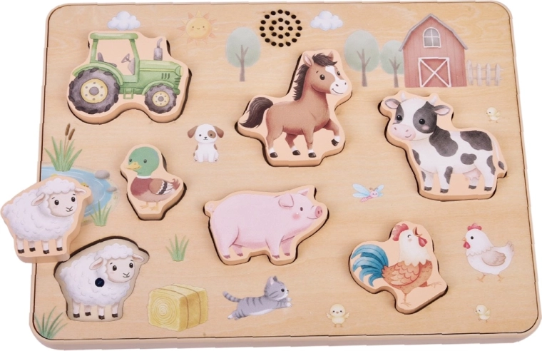 2Kids Toys indlægningspuslespil med bondegårdslyde