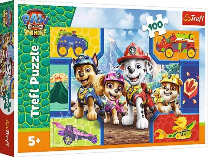 Puslespil Paw Patrol (Tlapková patrola) dino-film: Hvalpe og dinosaurer, 100 brikker
