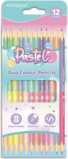 Farveblyanter Keyroad Duo Pastel trekantede 12 stk.