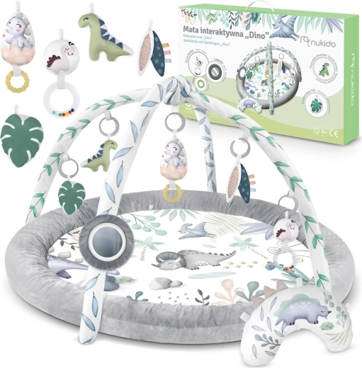 Interaktivt pædagogisk legetæppe Nukido Dino med aftagelige bøjler