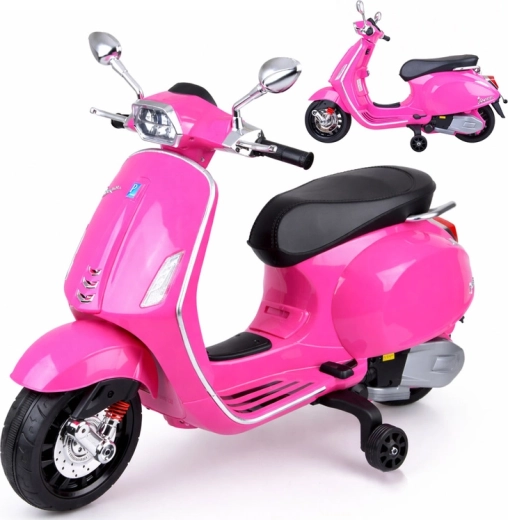 Elektrisk børnescooter VESPA med melodier og støttehjul – Rosa