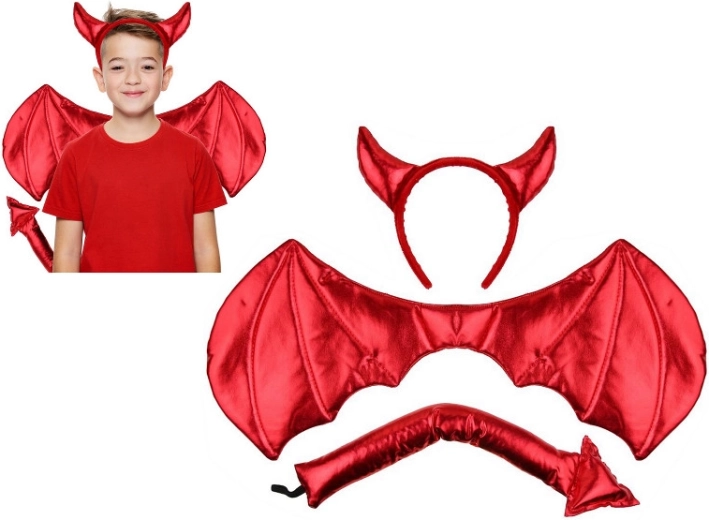 Sæt med rødt djævlekostume