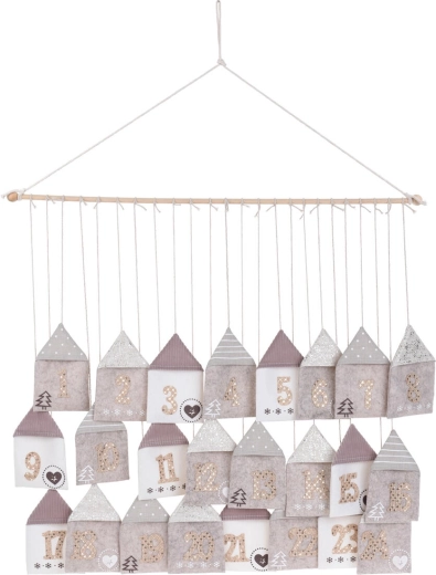 Hængende adventskalender i filt 70 × 60 cm
