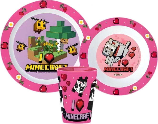 Plastservice-sæt Minecraft (3 dele) - 1 stk.