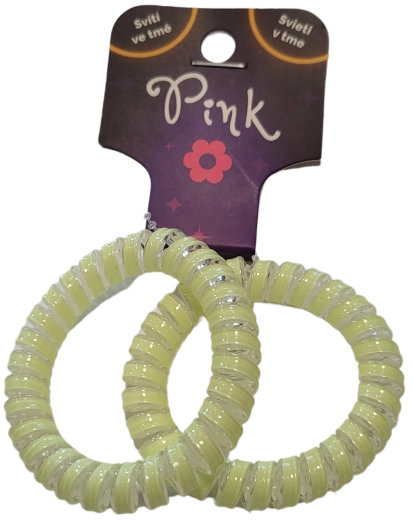 Lysende spiral-hårelastikker PINK, 2 stk.