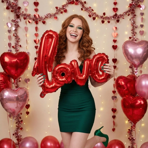 Folieballon med teksten LOVE, metallisk bordeaux, 55 cm