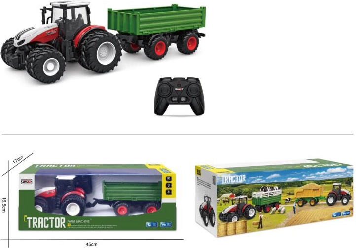 Fjernstyret traktor med trailer og lys