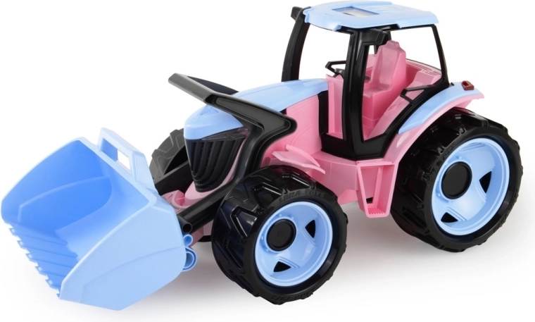 Børnetraktor med skovl 62 cm, lyserød