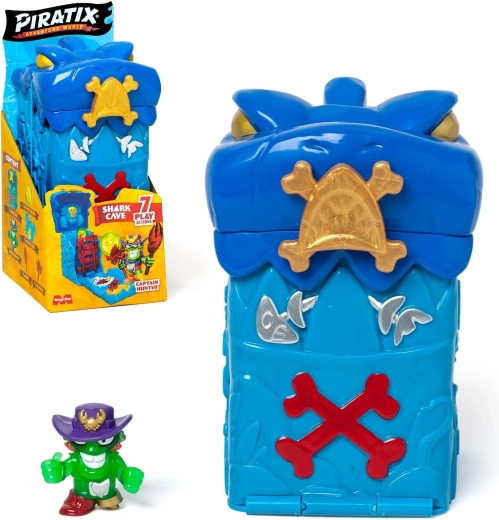 Piratix Adventure World hemmelig hule Shark Cave – overraskelse + figur Hunter