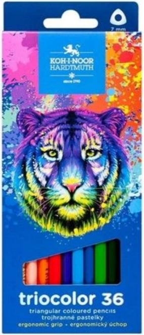 Trekantede farveblyanter Triocolor 36 stk fra KOH-I-NOOR - tiger