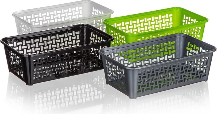 Plastisk opbevaringskurv 24,7 × 14,7 × 8 cm – farvemix