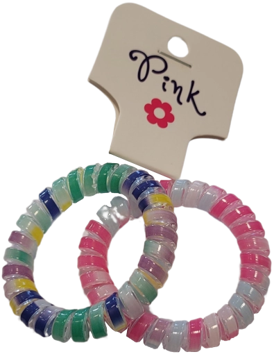 Spiralsnore til håret PINK, farvede, 2 stk.