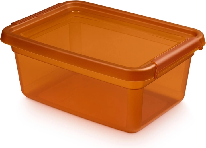 Basestore opbevaringsboks med låg og clips, amber 12,5 l
