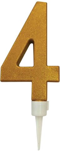 Kagelys tal 4 guld 16 cm