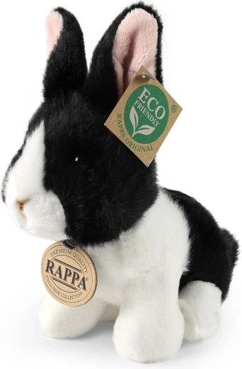 Rappa plyskanin hvid-sort kanin, siddende, 16 cm