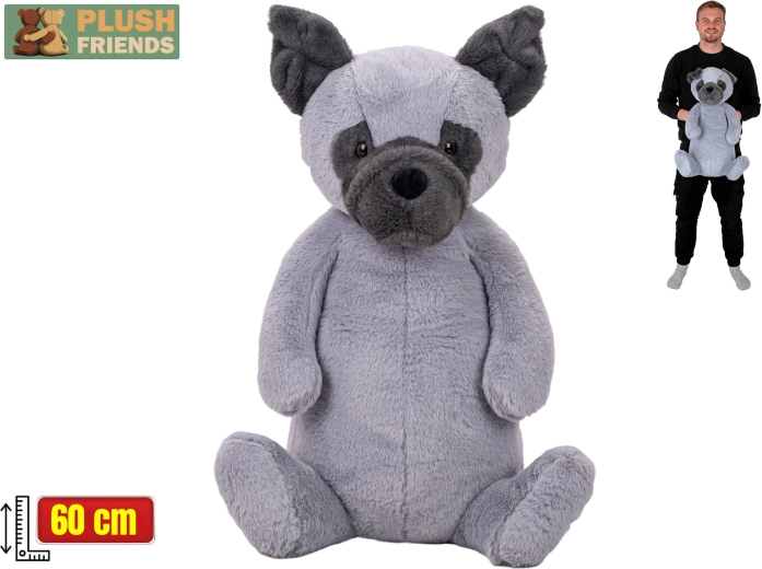 Plush Friends plys hund siddende 60 cm grå