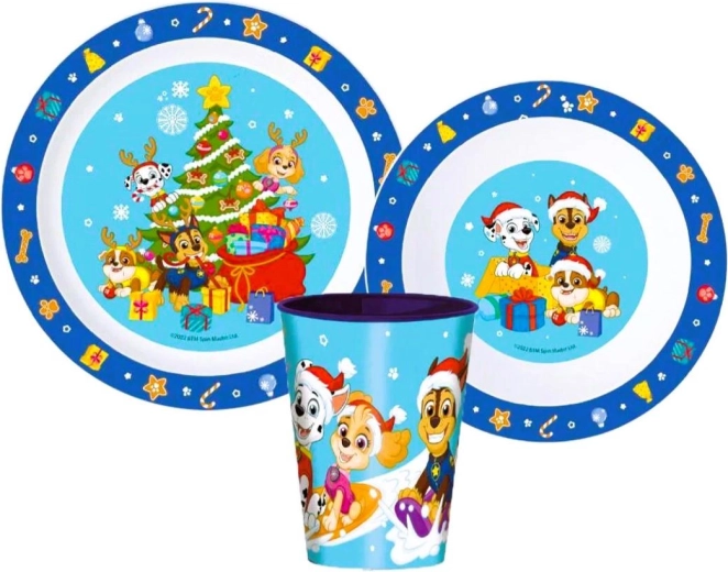 Plastikspisesæt Paw Patrol Jul – 3 dele