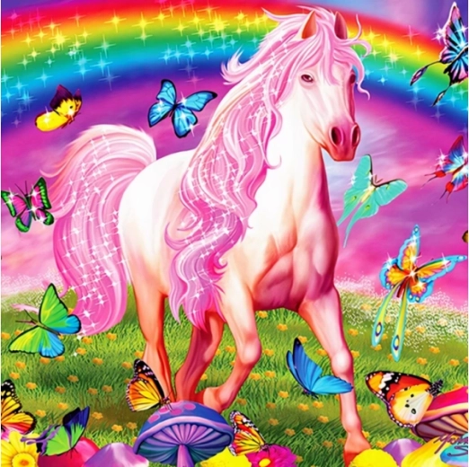 Diamantbroderi (diamond painting) – eventyrlig scenarie, hest 30 × 30 cm - 1 stk.