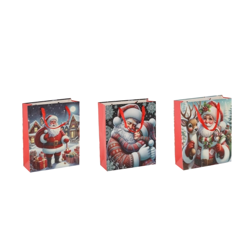 Julegavepose med julemanden 18 × 24 × 8 cm