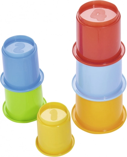 Farverige plastkopper til stabling