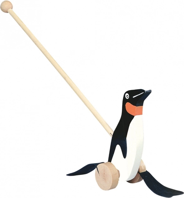 Bino Pingvin på stok sort-hvid