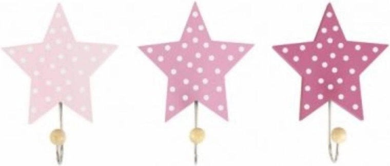 Jabadabado dekorative vægkroge i stjerneform, rosa (sæt med 3 stk.)