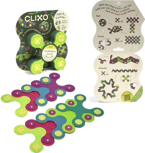 CLIXO Tiny & Mighty Dino magnetisk byggesæt – 9 dele