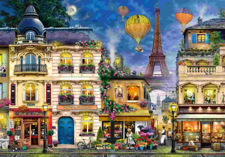 Ravensburger puslespil En gåtur gennem Paris om natten, 18.000 brikker