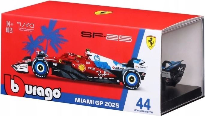 Bburago Ferrari SF-25 Miami GP 2025 Lewis Hamilton nr. 44 model 1:43