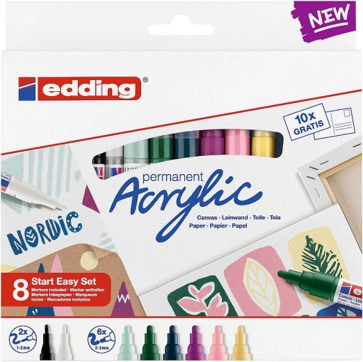 Akrylmarkere EDDING Nordic Easy Start – sæt 8