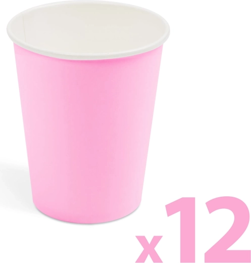 Lyserøde papkrus 2,5 dl, 12 stk.