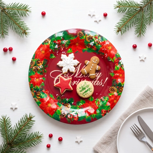 Juleplasttallerken Merry Christmas 37,5 cm