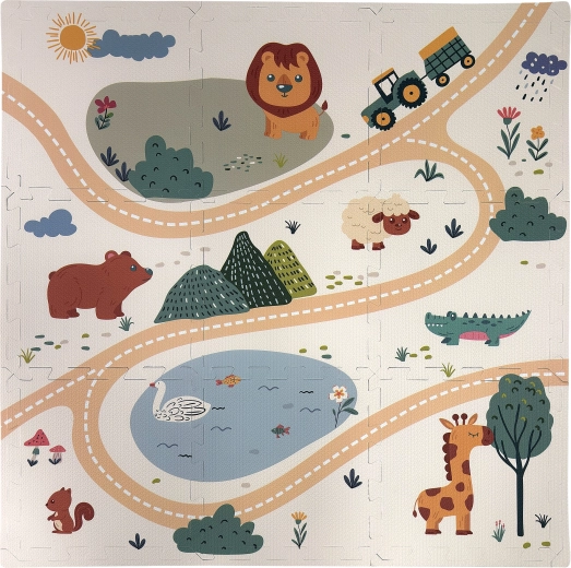Humbi skumgulv puslespilsmåtte med safaridyr, 9 dele