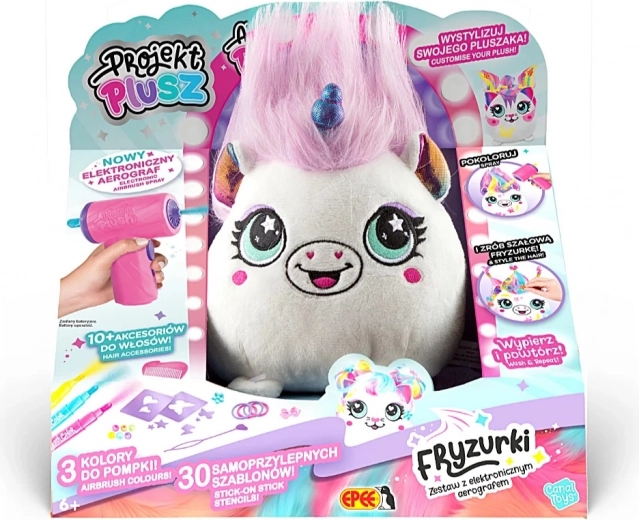 Kreativt sæt med elektronisk airbrush – prinsesse og plysunicorn