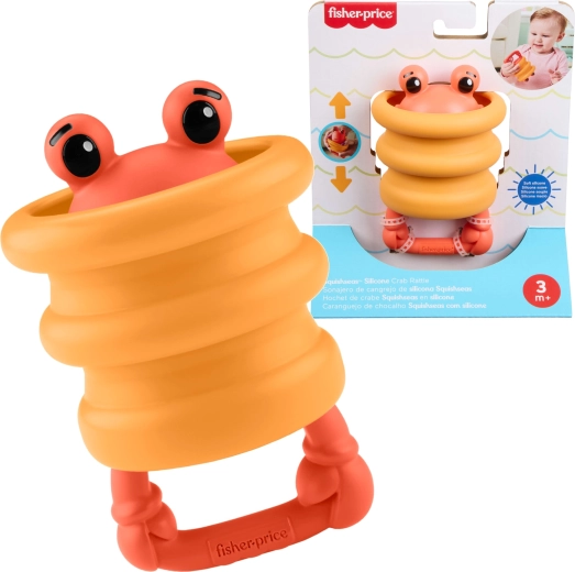 Fisher-Price Squishees krab – silikone sanse-rangle og bidering til babyer