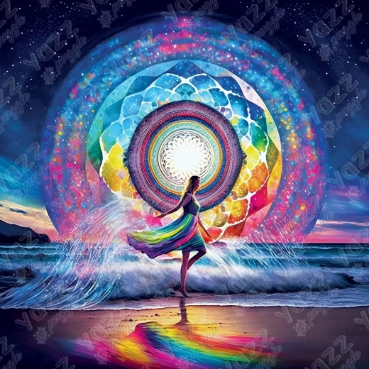 Kvadratisk puslespil Dansende mandala 1023 brikker