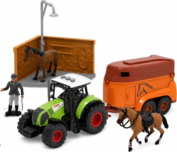 Traktor med LED og lyd + trailer til heste