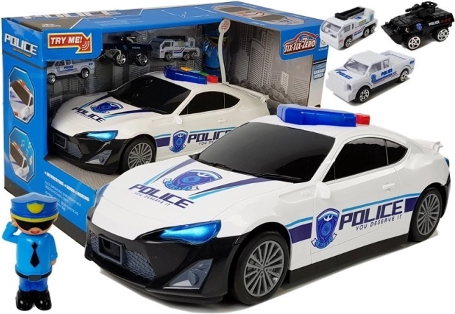 Politibil med garage 2i1 med lyd og lys