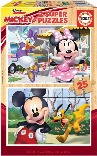 Træpuslespil Mickey og venner 2x25 brikker