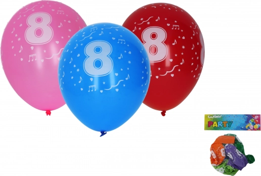 Balloner 30 cm med tallet 8 – sæt med 5 stk.