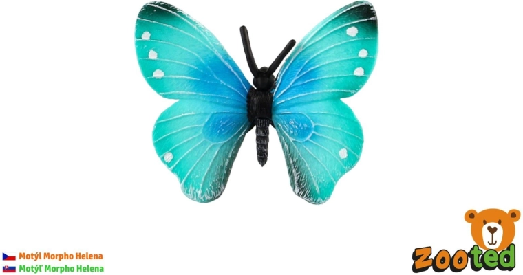 Tropisk sommerfugl Morpho Helena Zooted, plastikfigur 7 cm